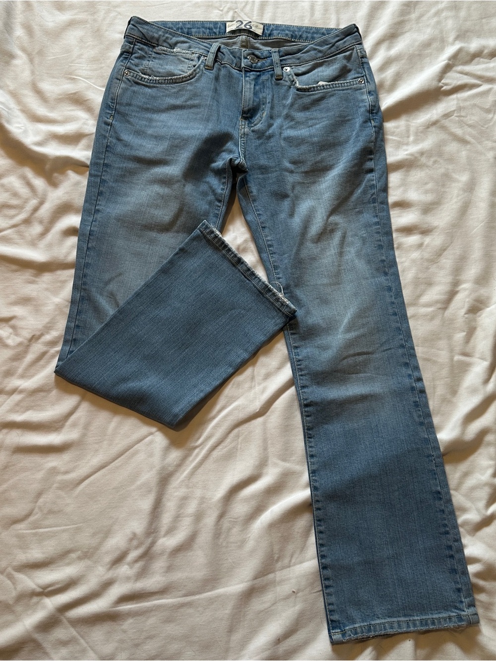 Free People Light Blue Cropped Straight Jeans